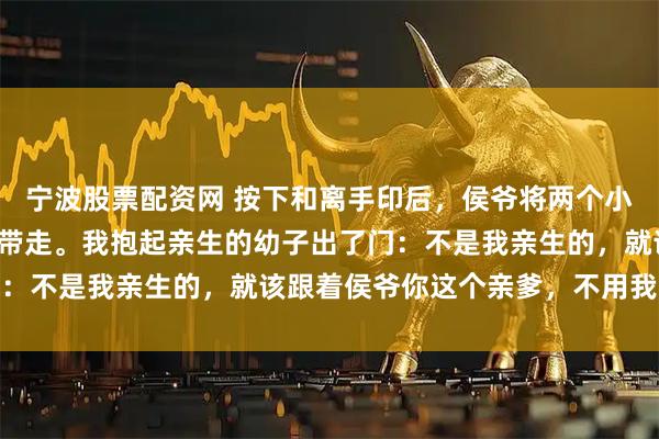 宁波股票配资网 按下和离手印后，侯爷将两个小孩推到院中：你选一个带走。我抱起亲生的幼子出了门：不是我亲生的，就该跟着侯爷你这个亲爹，不用我费心